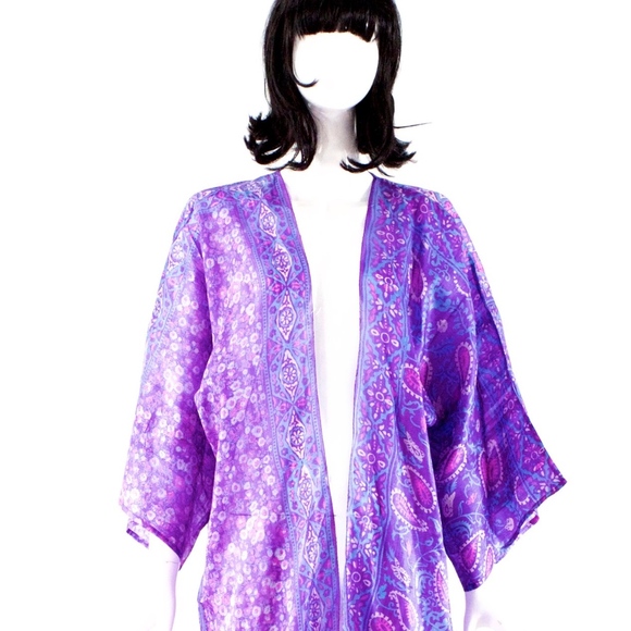 VTG 70's ZODIAC India Hand Blocked Kimono BOUTI - Picture 2 of 6